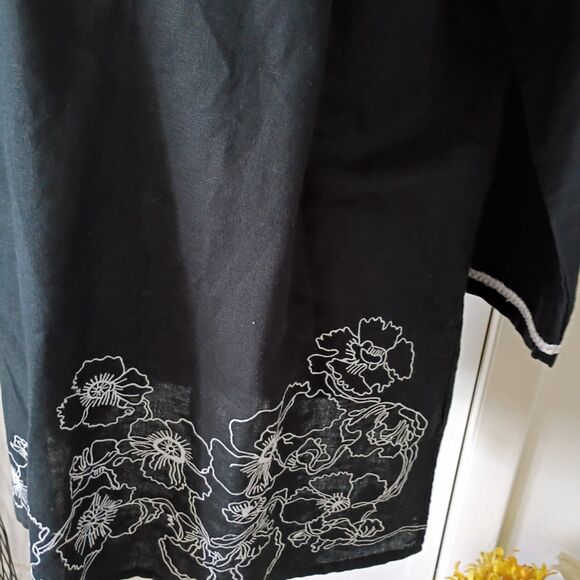 Brooks Brothers women's embroidered black Linen/Cotton tunic XL - Picture 7 of 10
